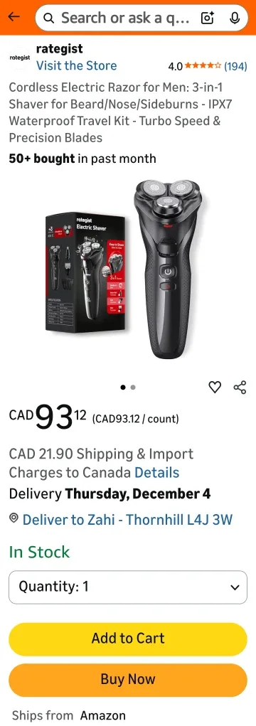 Brand New Cordless Electric Razor 3-in-1