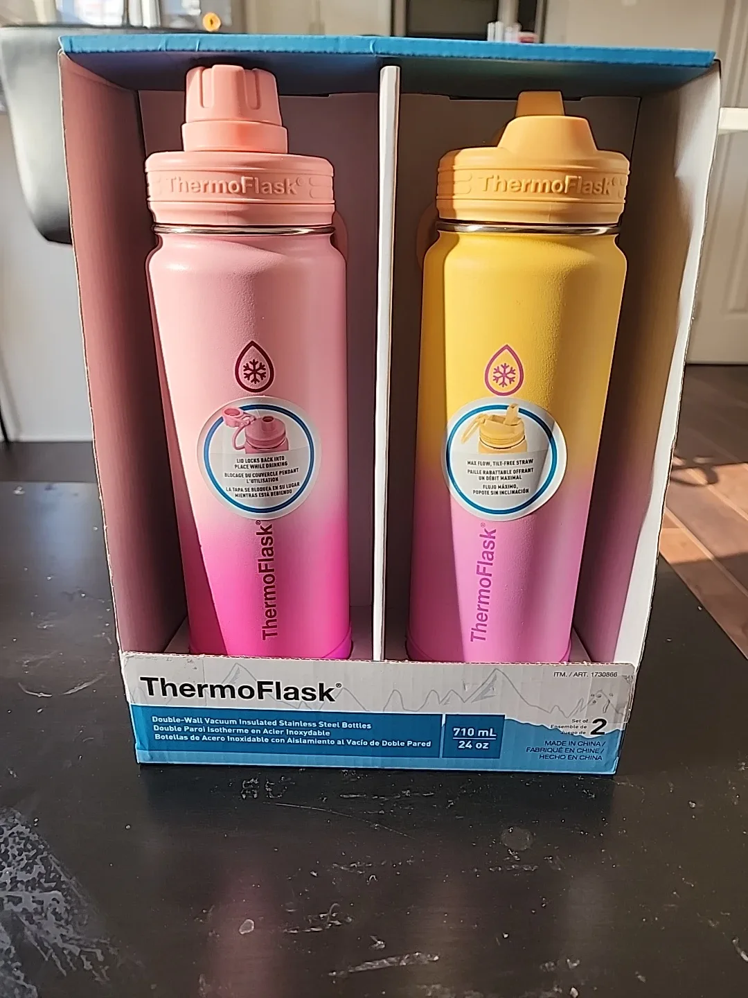 ThermoFlask 2-Pack Stainless Steel Bottles, 710 mL