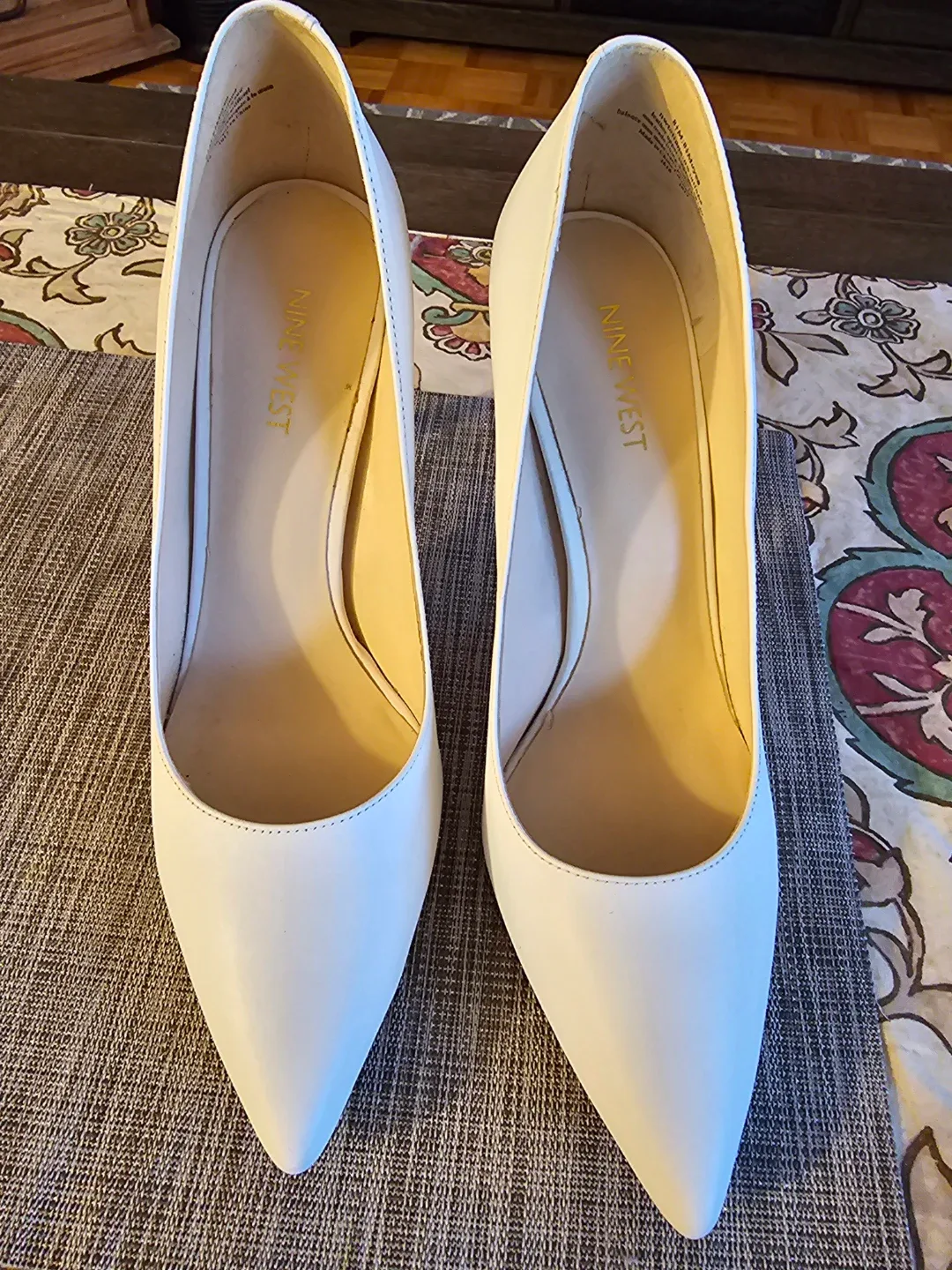 Nine West Tatiana White Leather Heels - Size 8.5