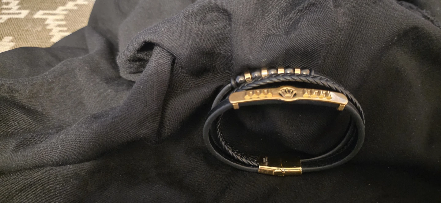 Rolex Style Black Leather Bracelet - photo 2