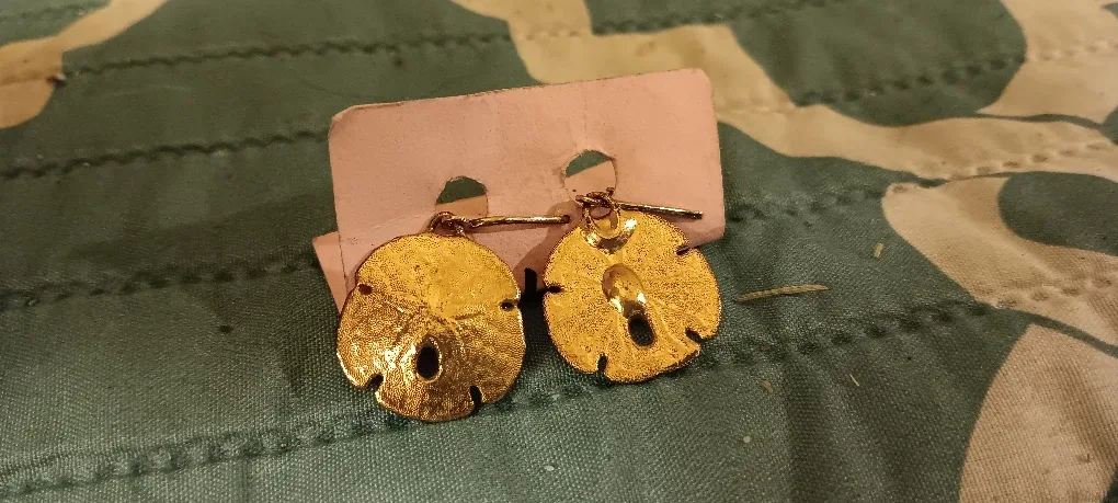 Gold Sand Dollar Clip on Earrings