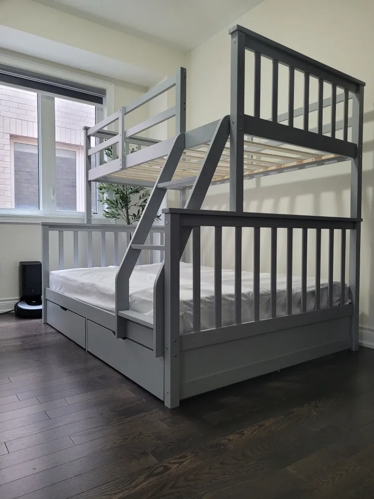 Grey Wooden Bunk Bed without Drawers