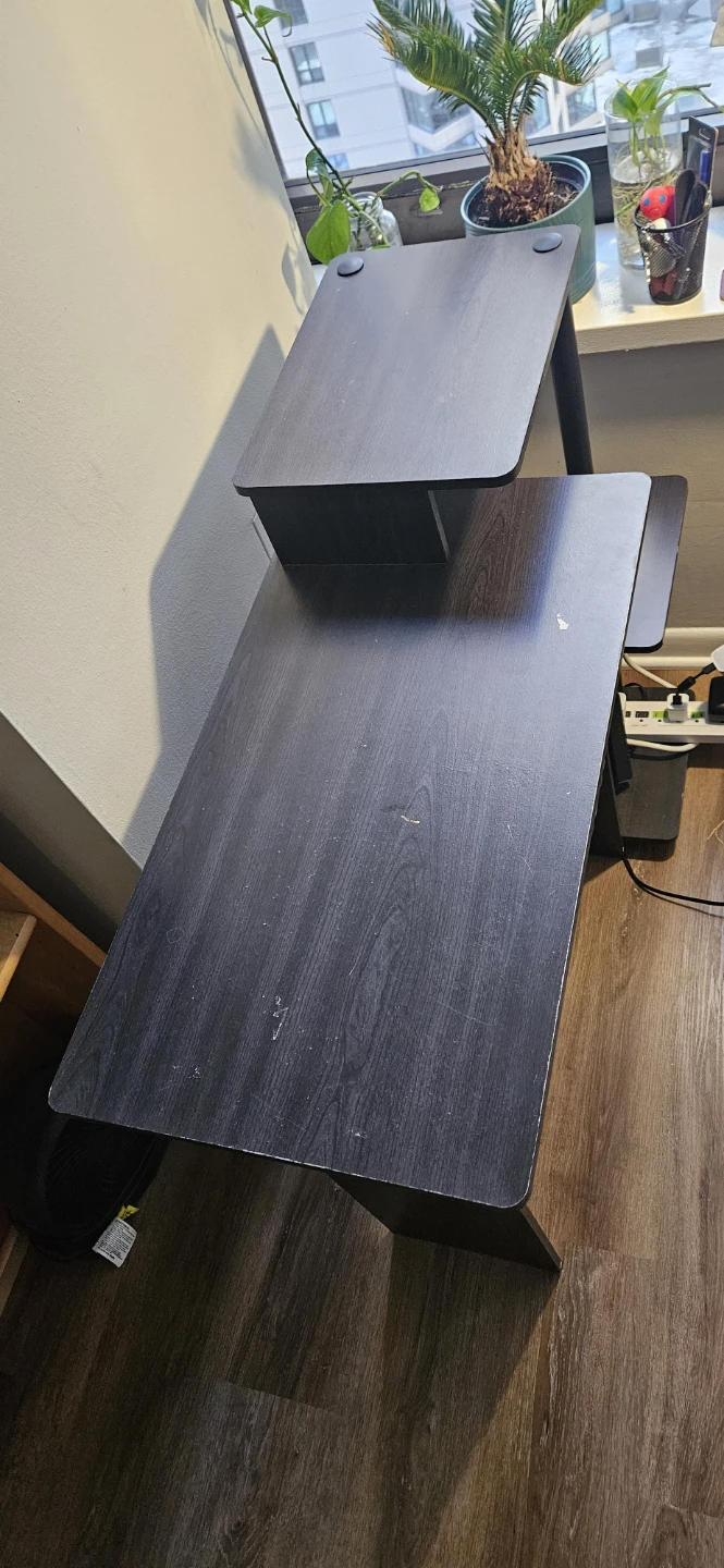 Black Wooden Desk with Shelves
