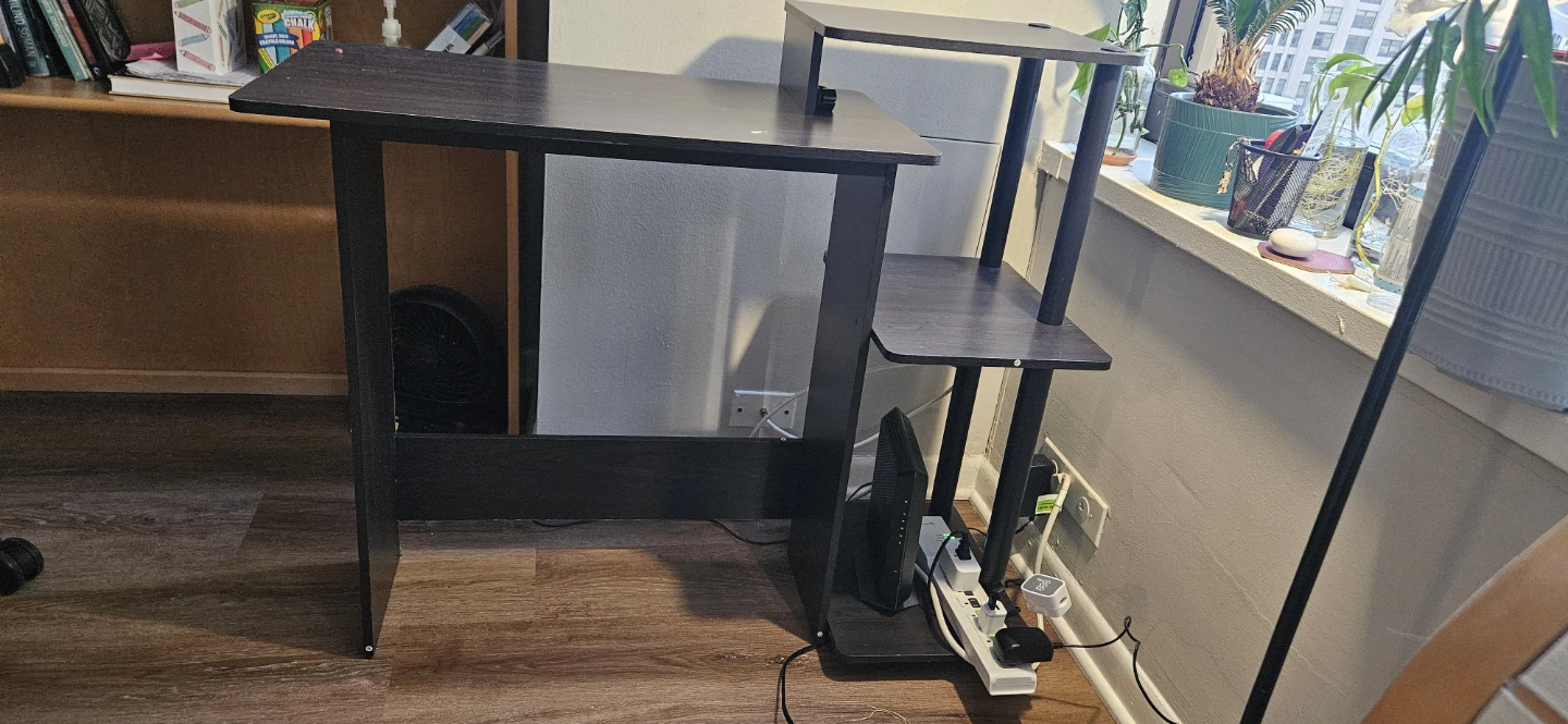 Black Wooden Desk with Shelves - photo 2