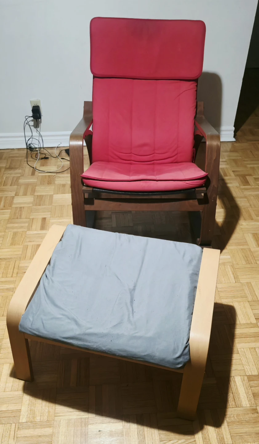IKEA Poang rocking with Ottoman - Red