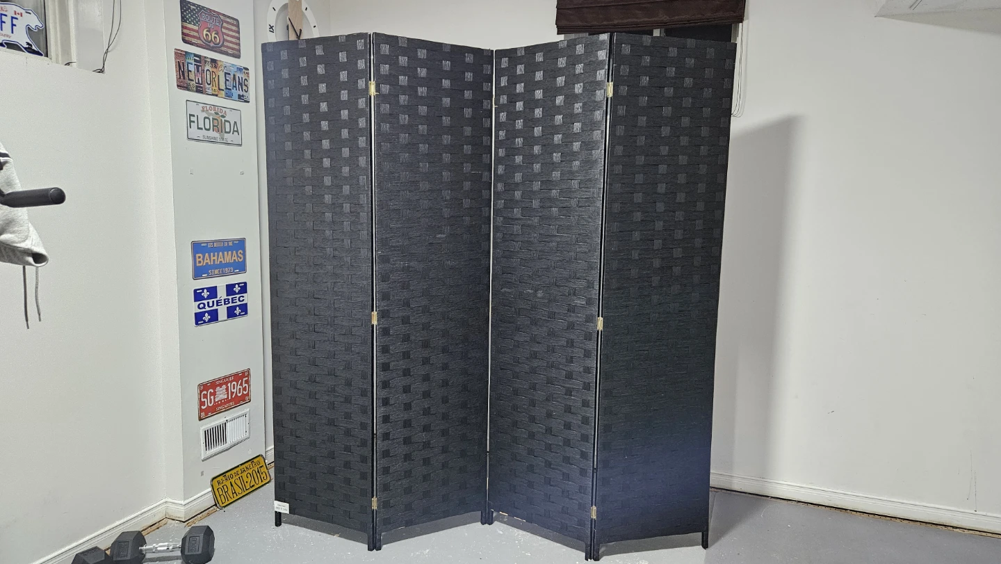 Black Woven Room Divider and Privacy screen  - 4 Panel - photo 2