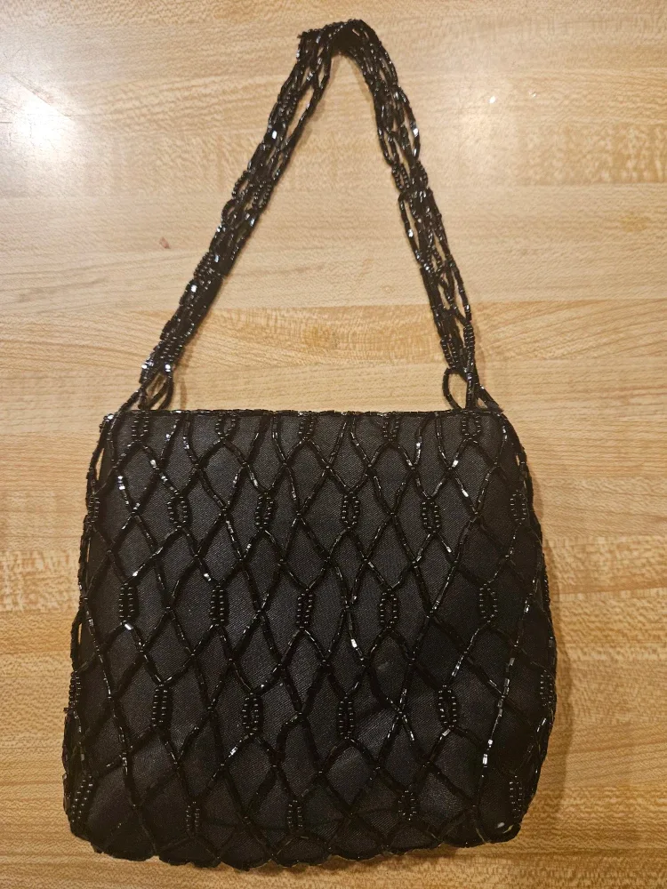 La Regale Black Beaded Handbag