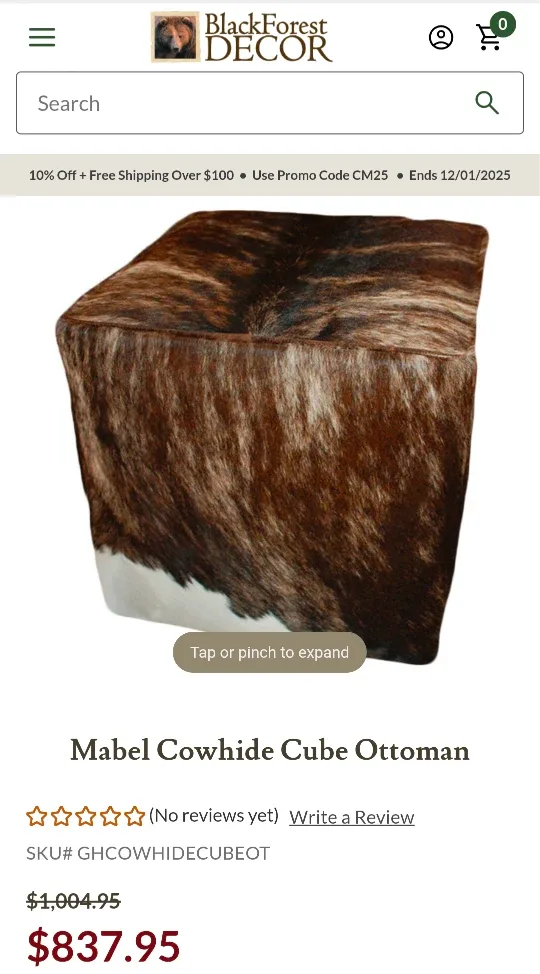 Mabel Cowhide Cube Ottoman
