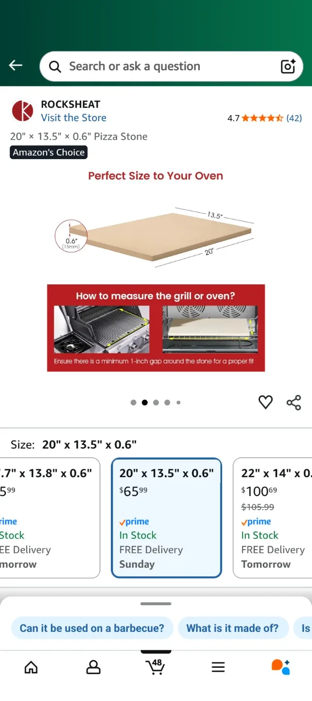 ROCKSHEAT 20" x 13.5" x 0.6" Pizza Stone - New in Box! image indicator(2)
