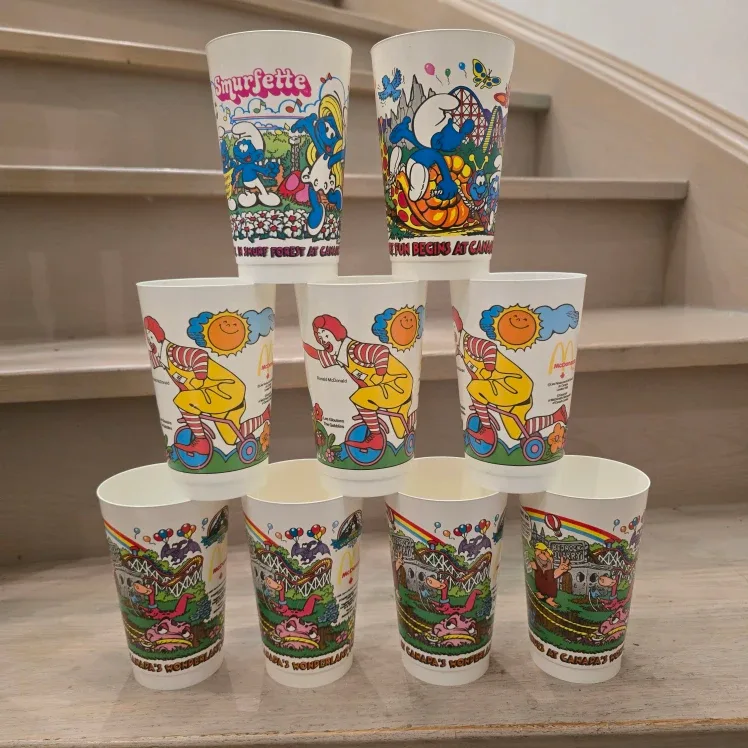 Vintage McDonalds Plastic Cups Lot of 9 NEW