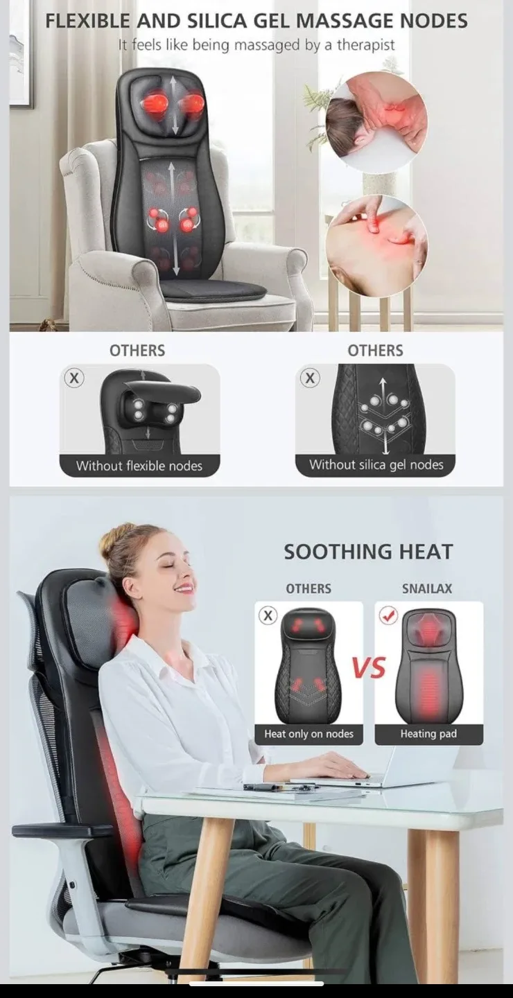 Snailax Shiatsu Back Massager with Heat