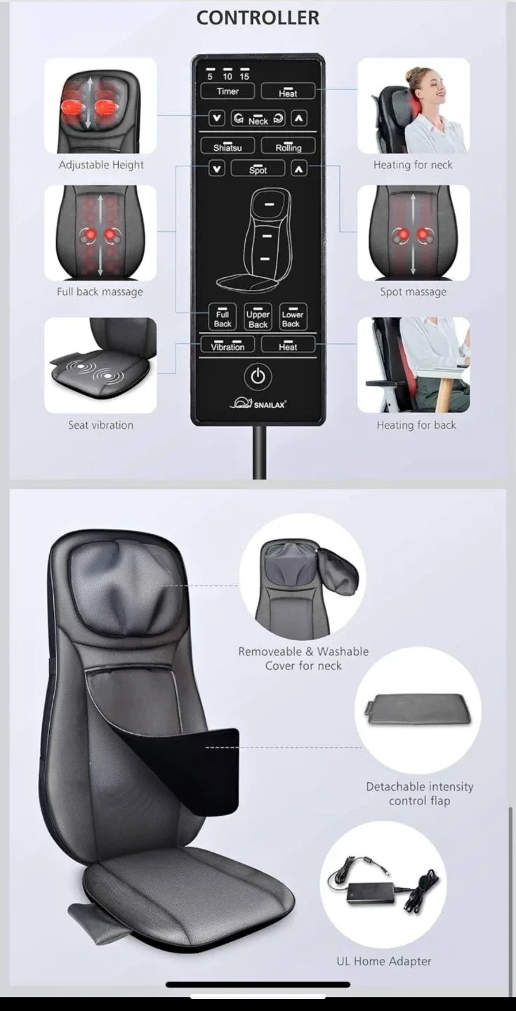 Snailax Shiatsu Back Massager with Heat image indicator(2)