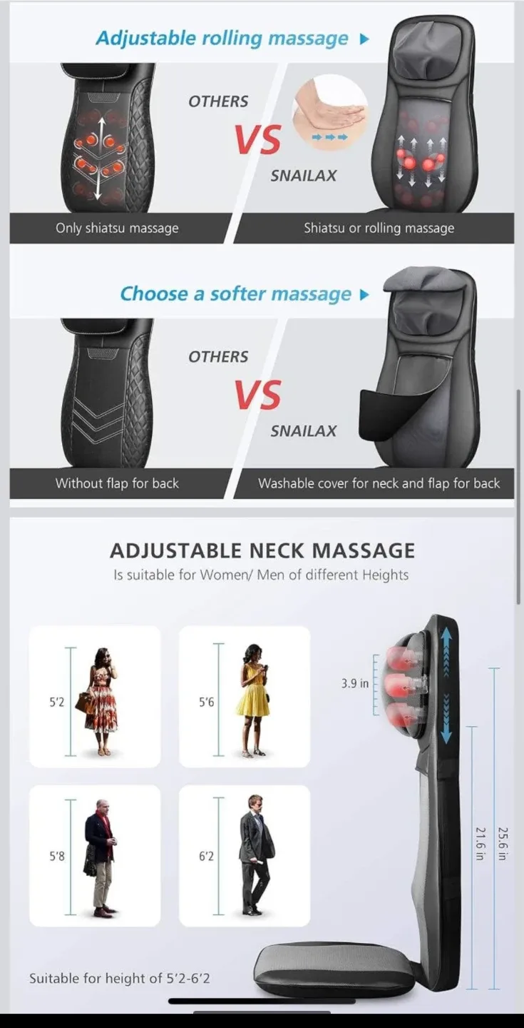 Snailax Shiatsu Back Massager with Heat image indicator(4)