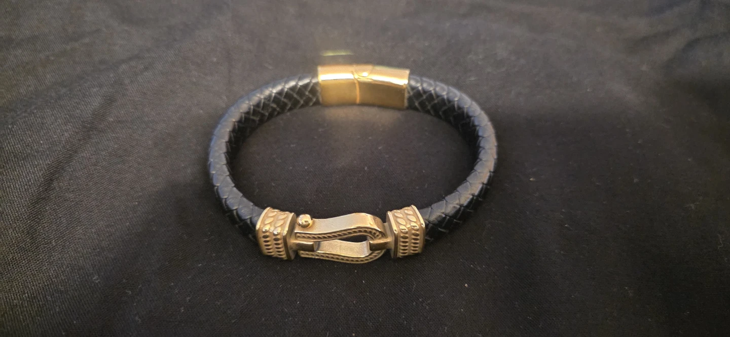 Leather Bracelet - Black & Gold - photo 2