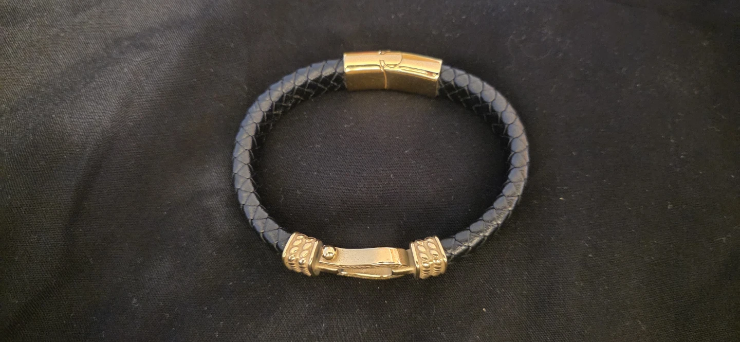 Leather Bracelet - Black & Gold - photo 3