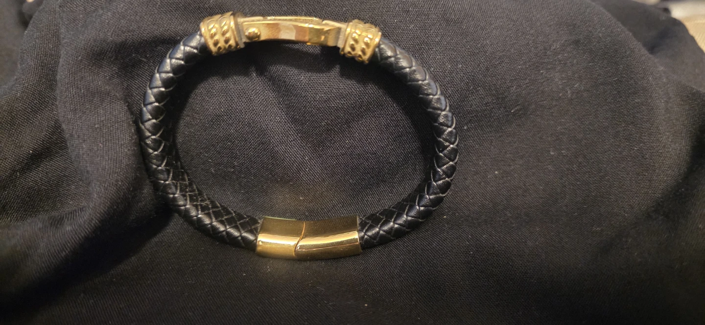 Leather Bracelet - Black & Gold - photo 4