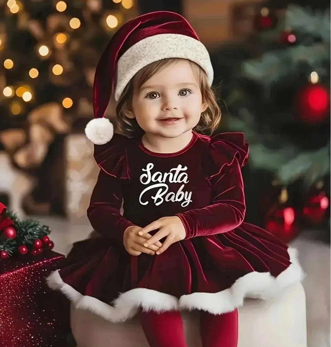 Santa Baby Red Velvet Dress & Hat