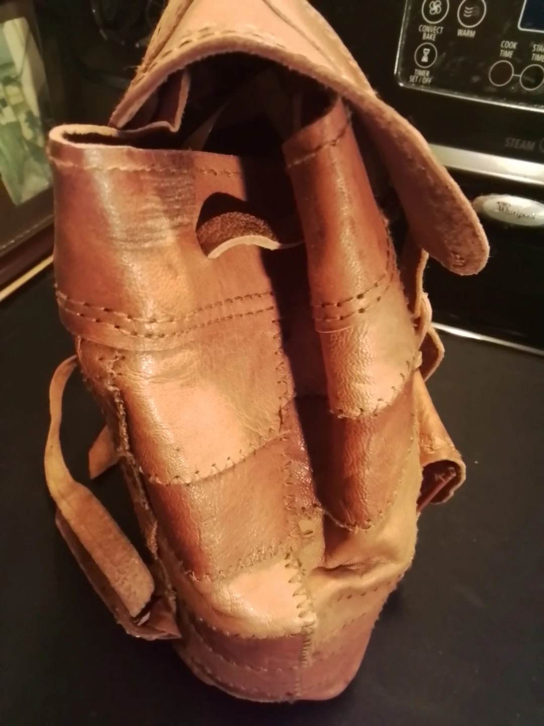 Leather Patchwork Backpack - photo 3