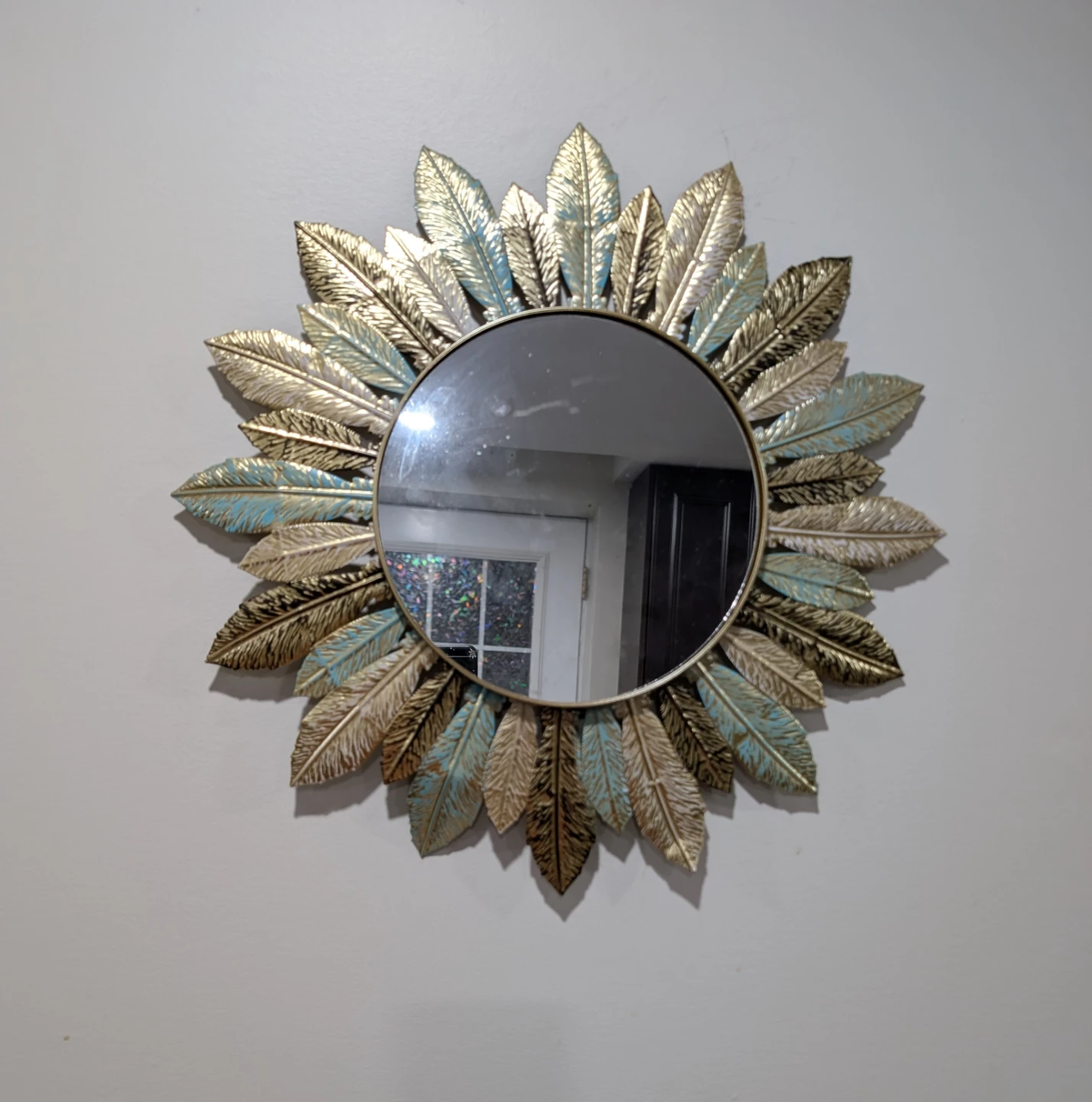 Feather Design Round Wall Mirror - photo 2