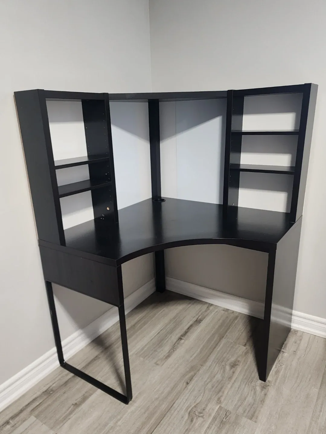 IKea Black Corner Desk with Shelves