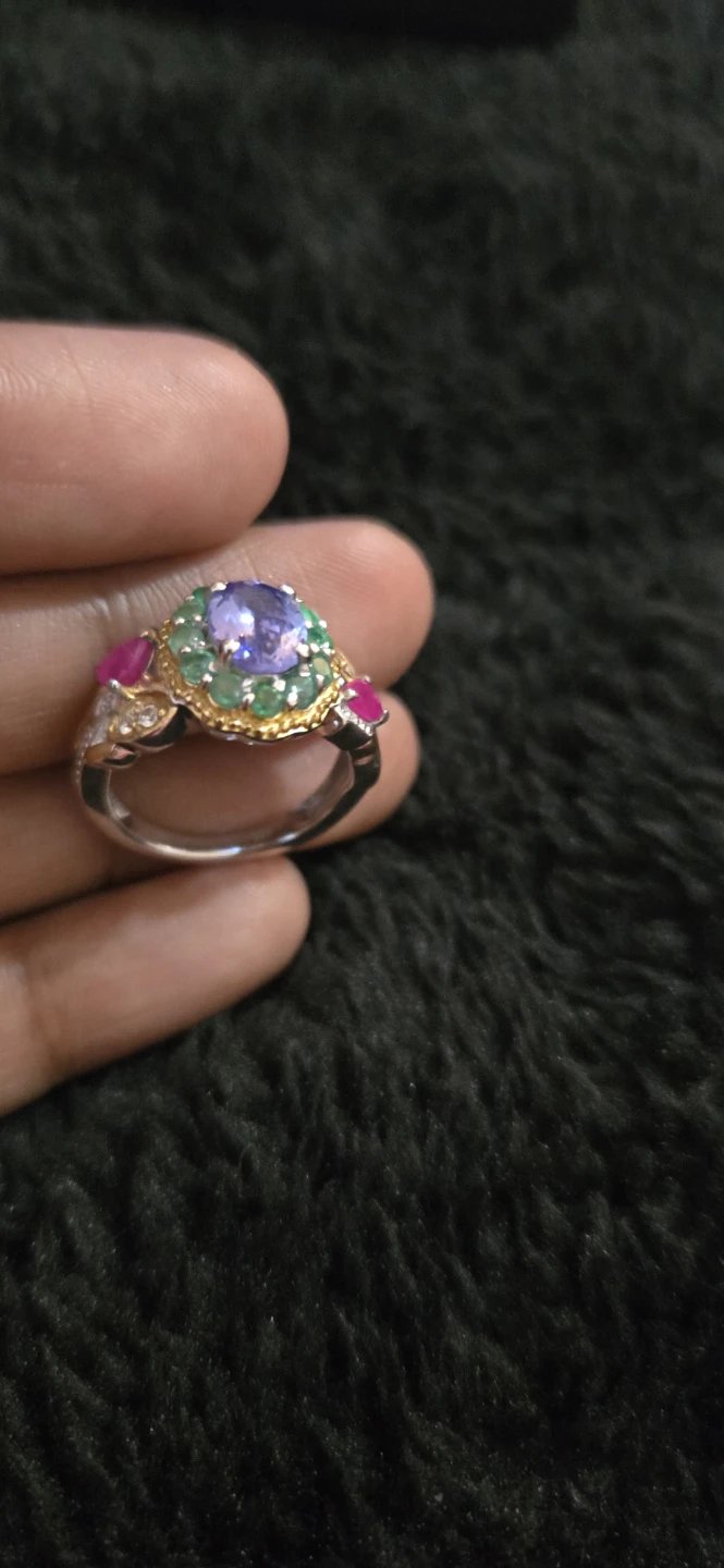 Genuine Tanzanite Multi Gemstone Floral Ring 2.30ctw - photo 3