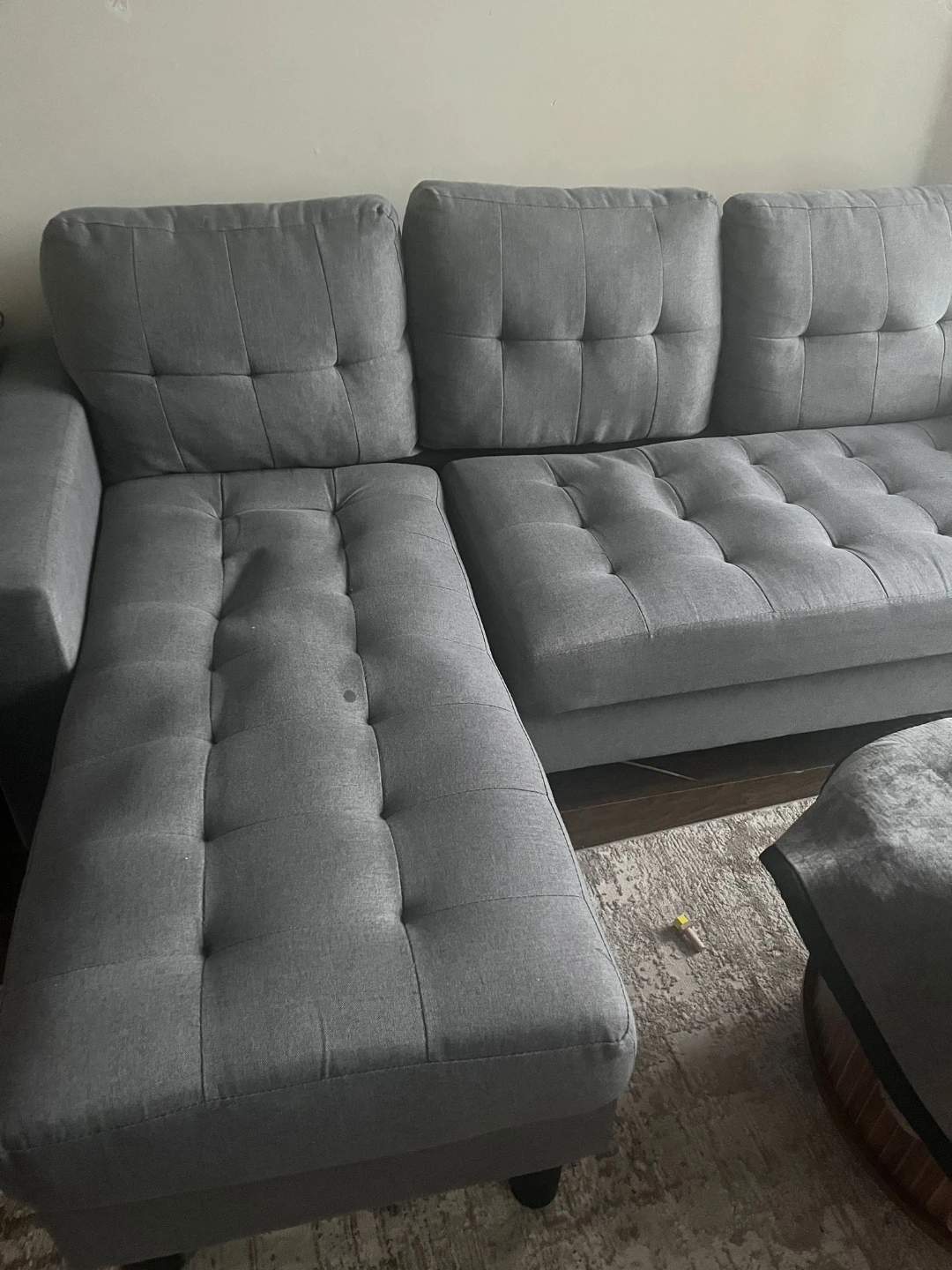 Grey Tufted Sectional Sofa - photo 2