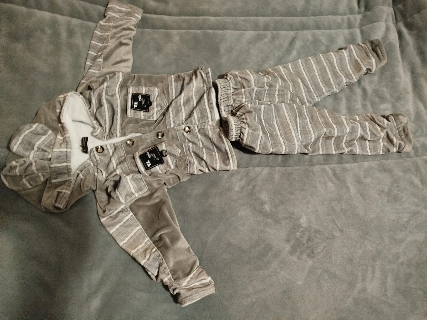 Baby bunny Outfit Set - Striped Grey