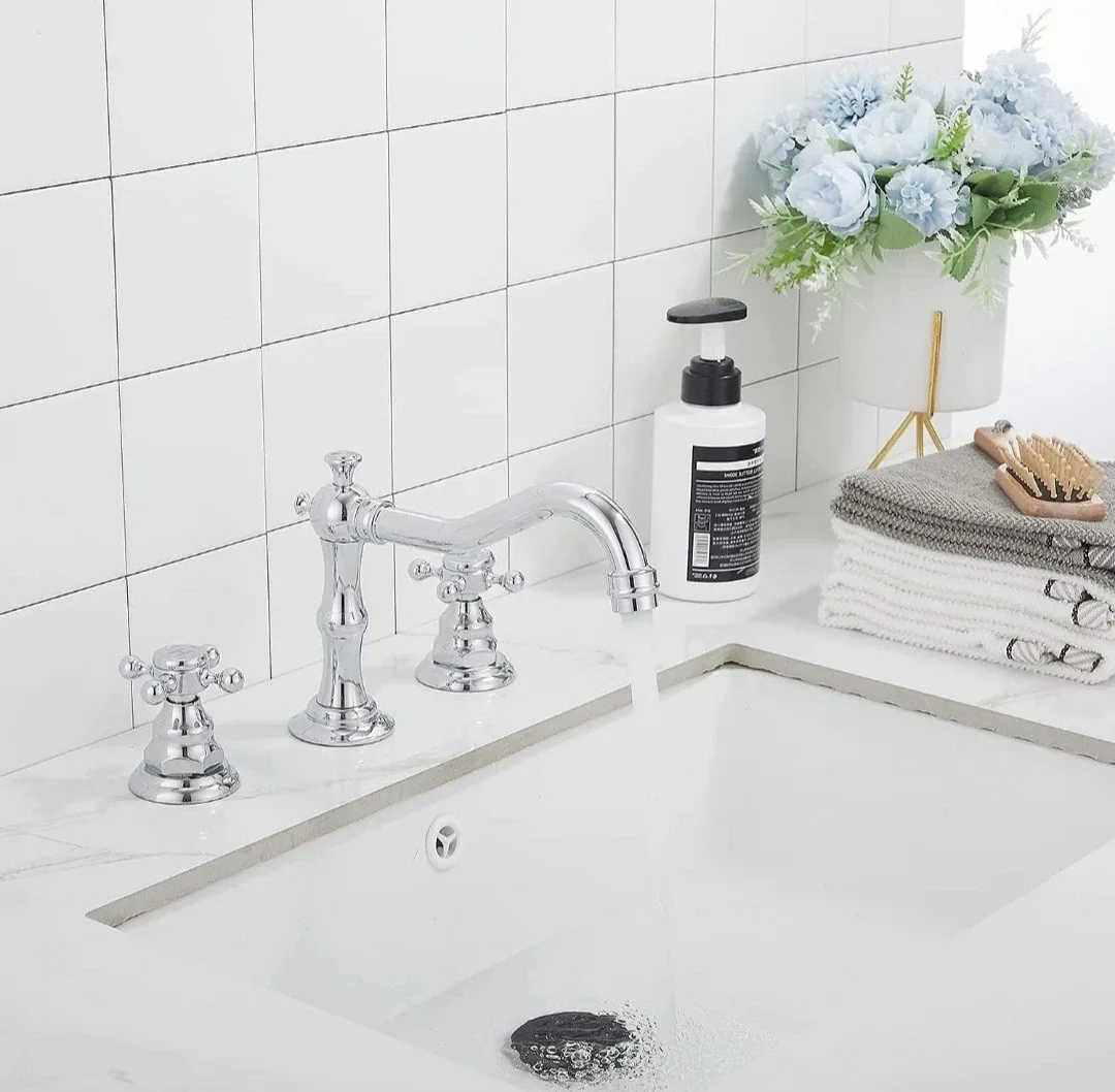 Lavatory Widespread Bathroom Sink Faucet Mixer Tap Washing ...