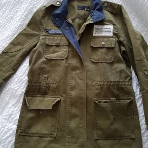 QUA Olive Green Military Style Jacket Size S