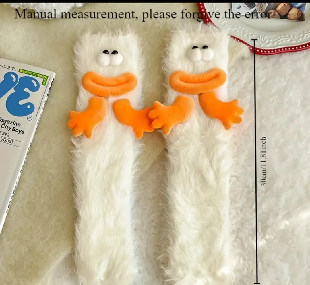 Cute caterpillar Plush Socks - One Size standard image indicator(7)