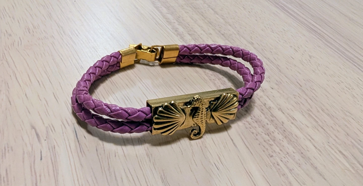 Brand New Purple Braided Clasp Bracelet with Seahorse