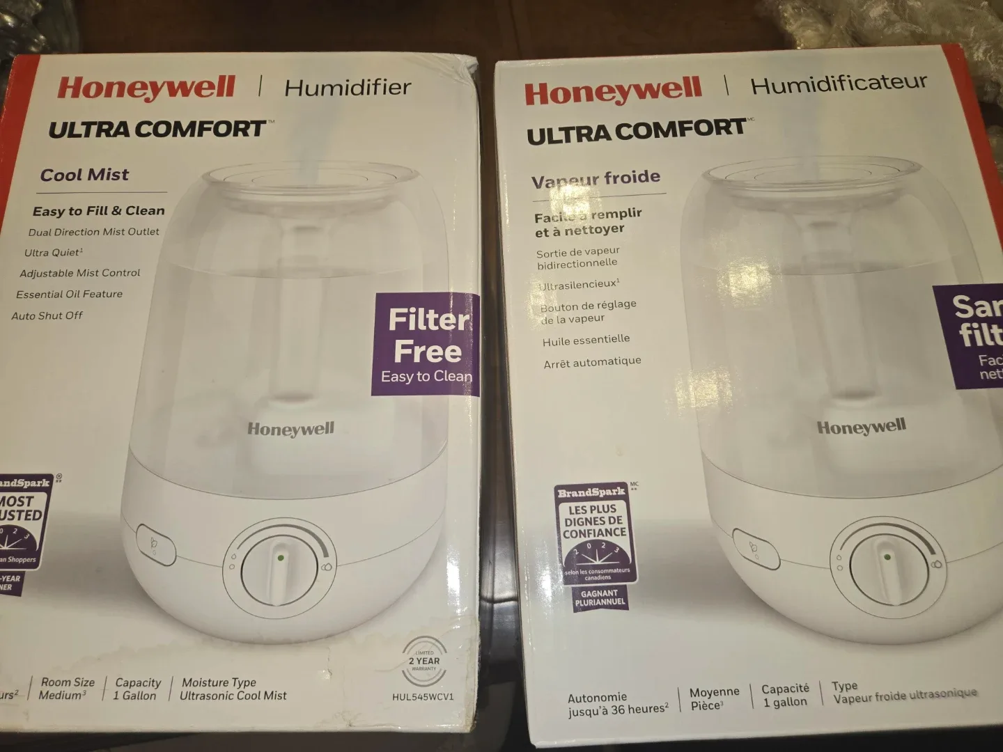 Never opened 2 Honeywell Ultra Comfort Cool Mist Humidifier