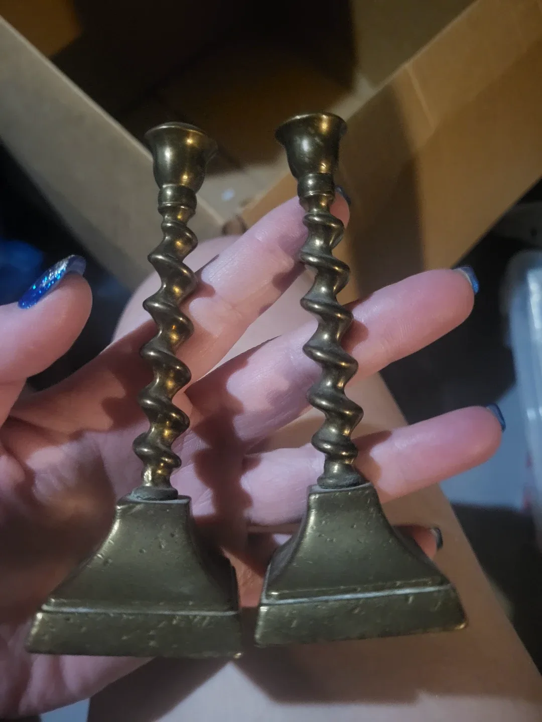 Pair of Brass Candlestick Holders mini