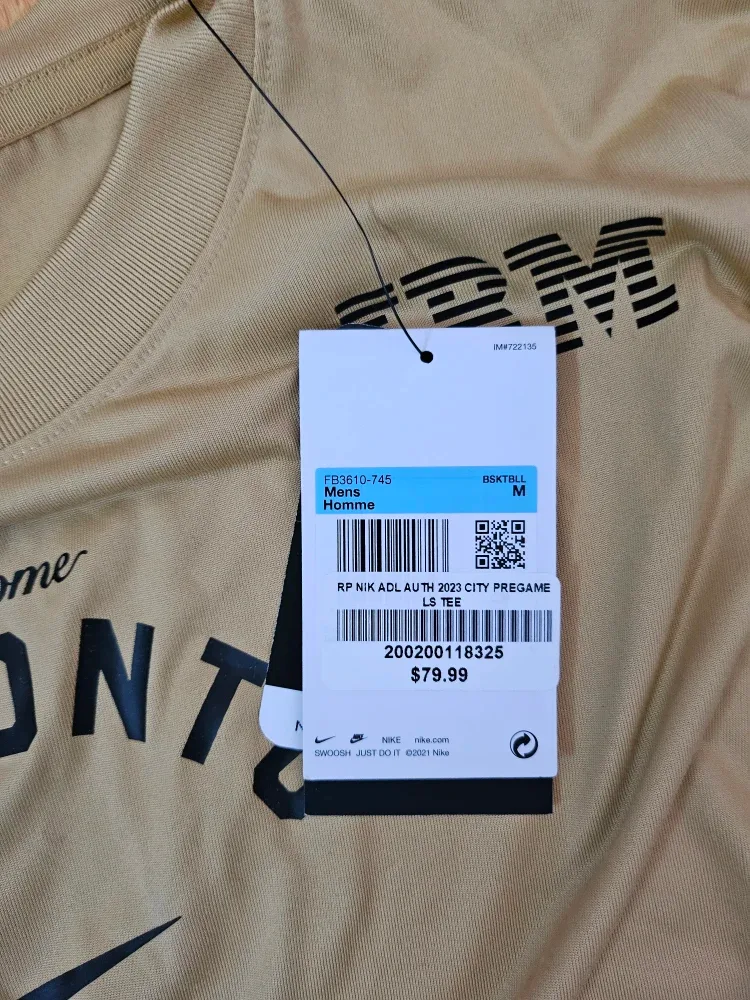 NEW Nike 2023 Toronto Raptors City Long Sleeve Tee - Size M image indicator(3)