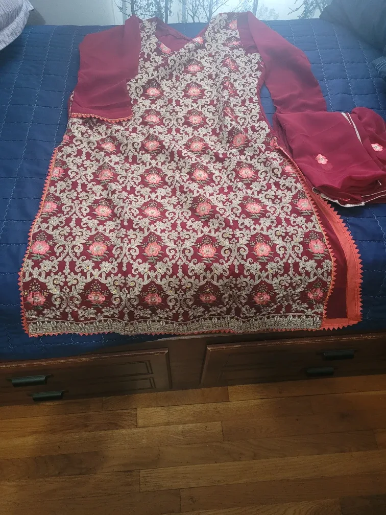 Maroon Embroidered Salwar Kameez