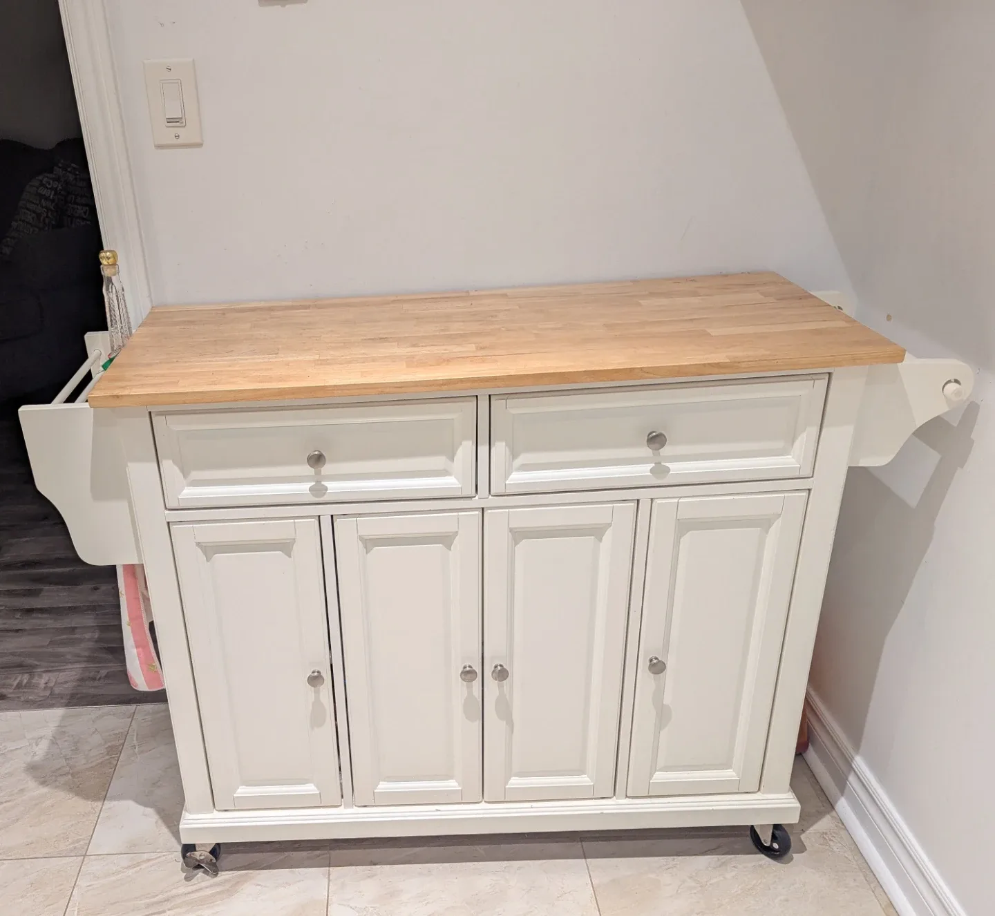 Kitchen Island Cart with Wood Top