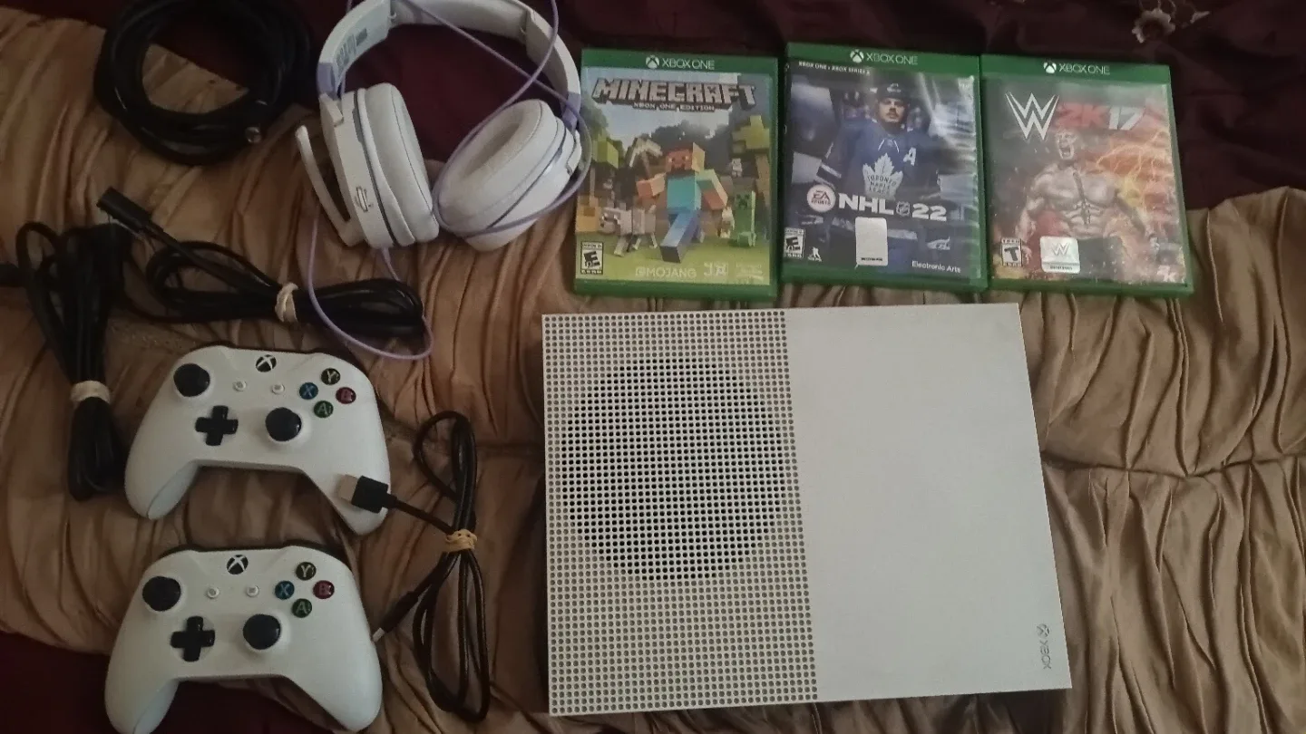 Xbox One S Console, Games, Controllers & Headset