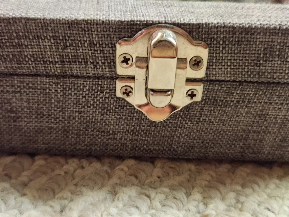 Jewelry Organizer with glass cover and grey fabric #Cleanout image indicator(4)