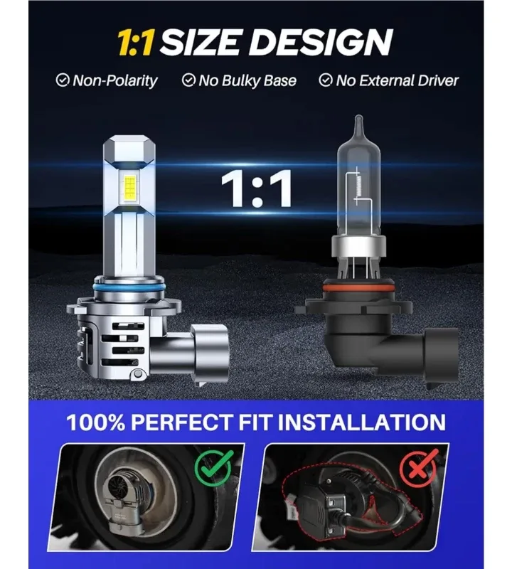 AUTOONE 9006/HB4 LED Headlight Bulbs image indicator(4)