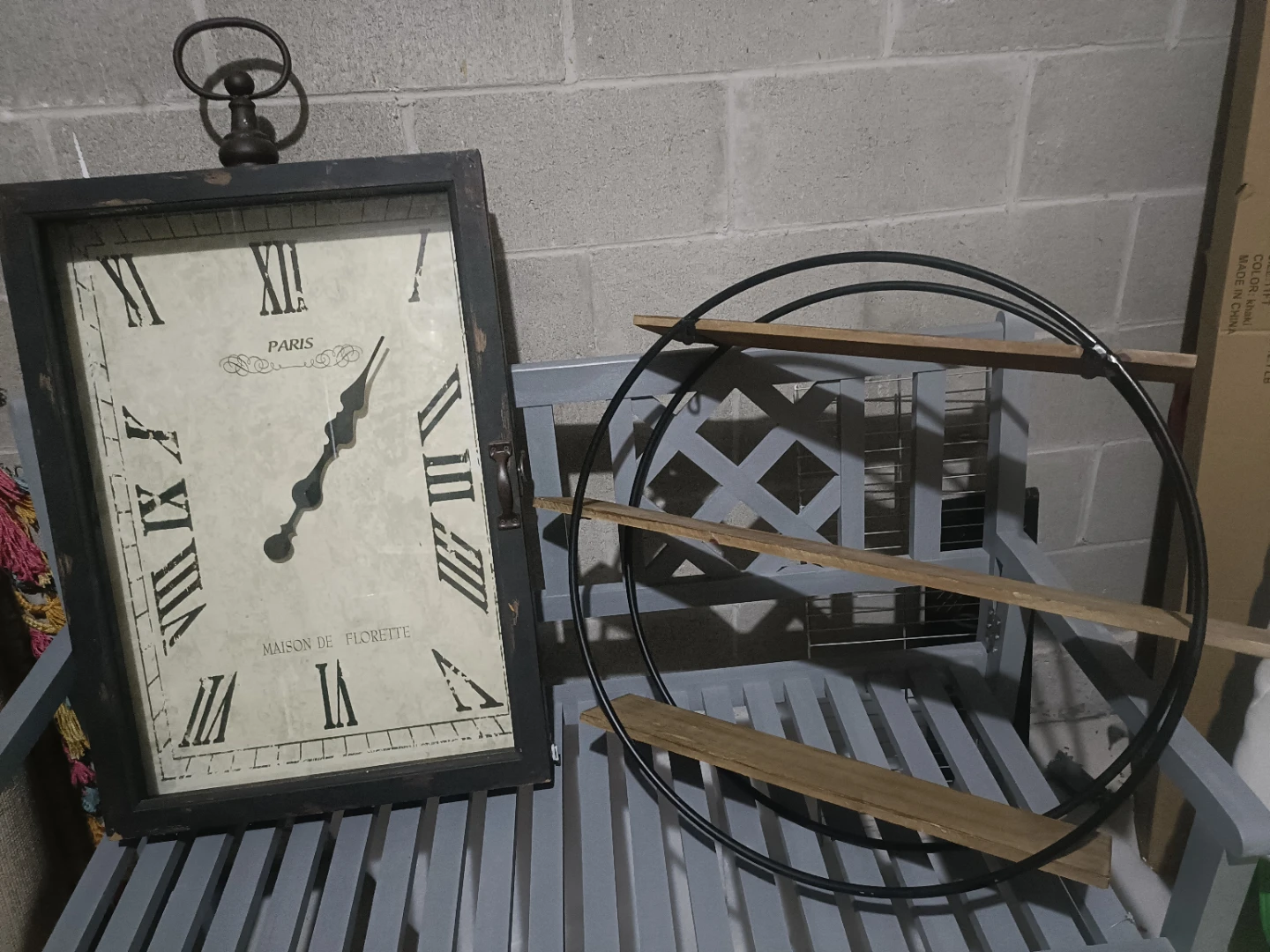 Maison de Florette Paris Clock and Wooden Shelf