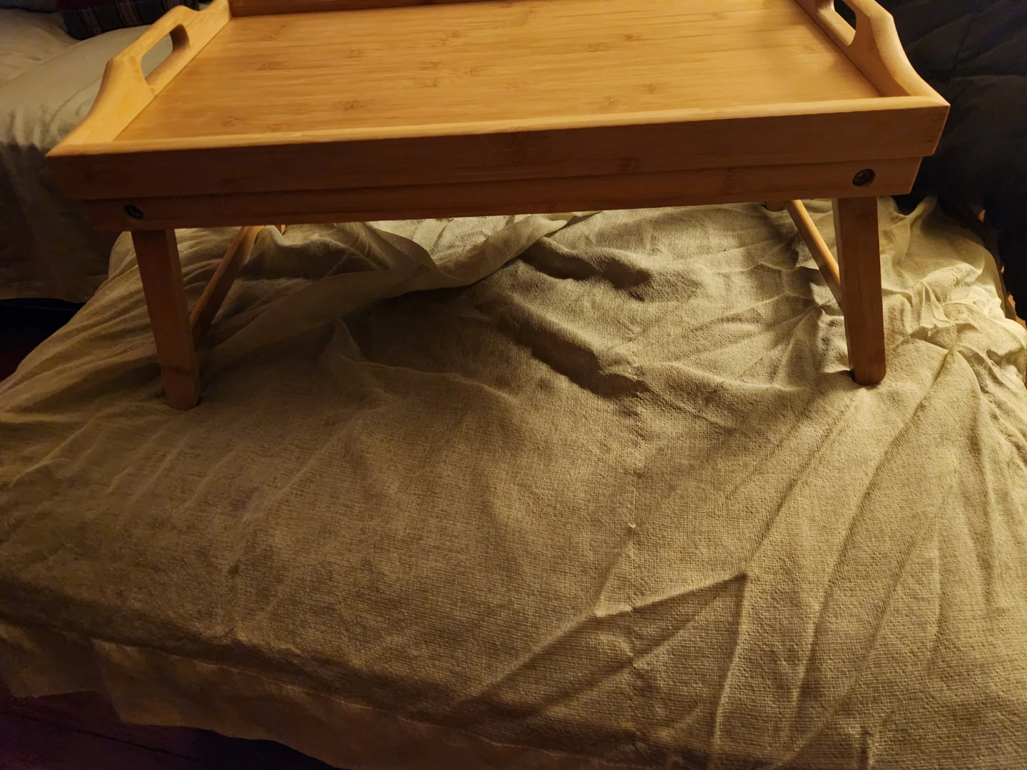 Wooden Bed Tray Table with Folding Legs - photo 2