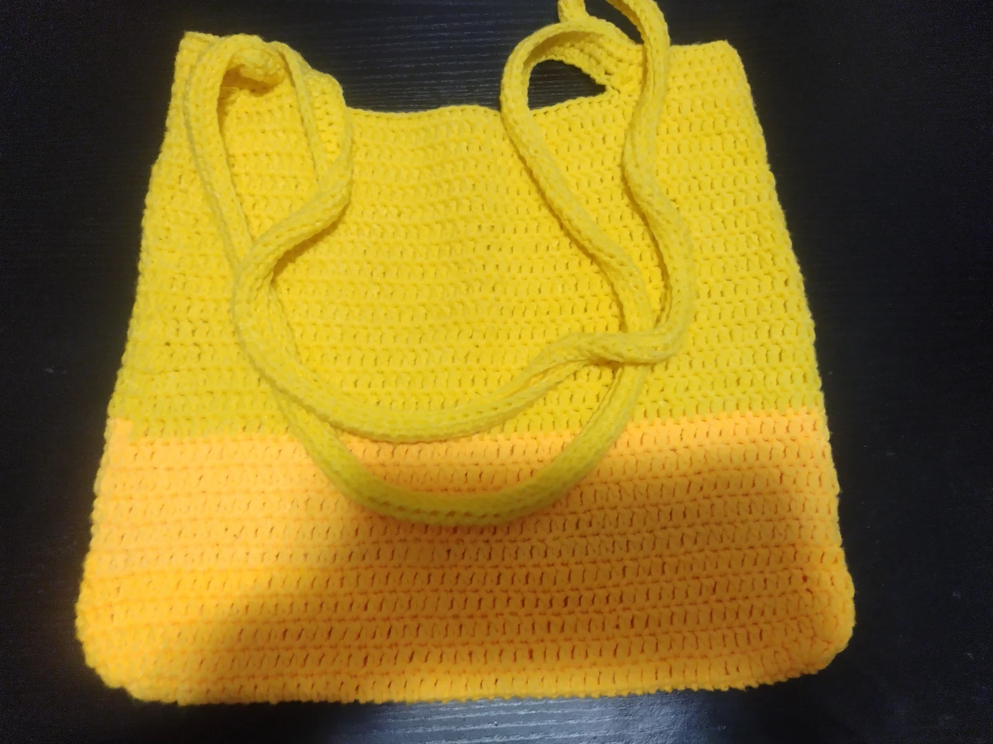 Handmade Yellow Crochet Tote Bag - photo 2