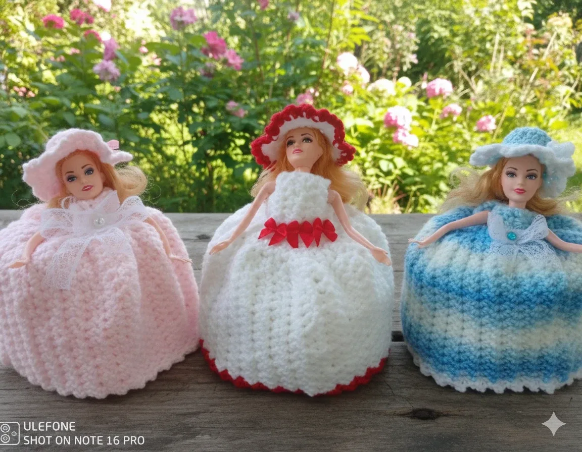 Handmade Crochet Doll Toilet Paper Cover