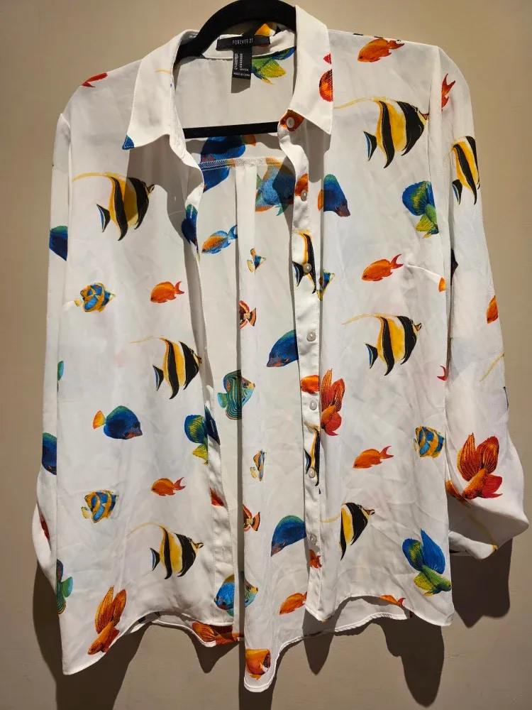 Forever 21 Fish Print Blouse - Size M