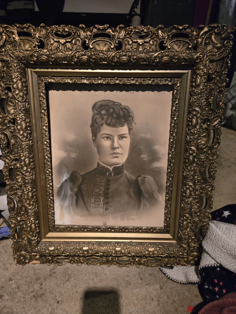 Antique Portrait in Ornate Gold Frame