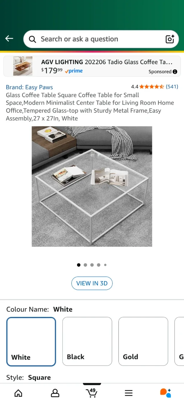 Easy Paws Glass Coffee Table - White