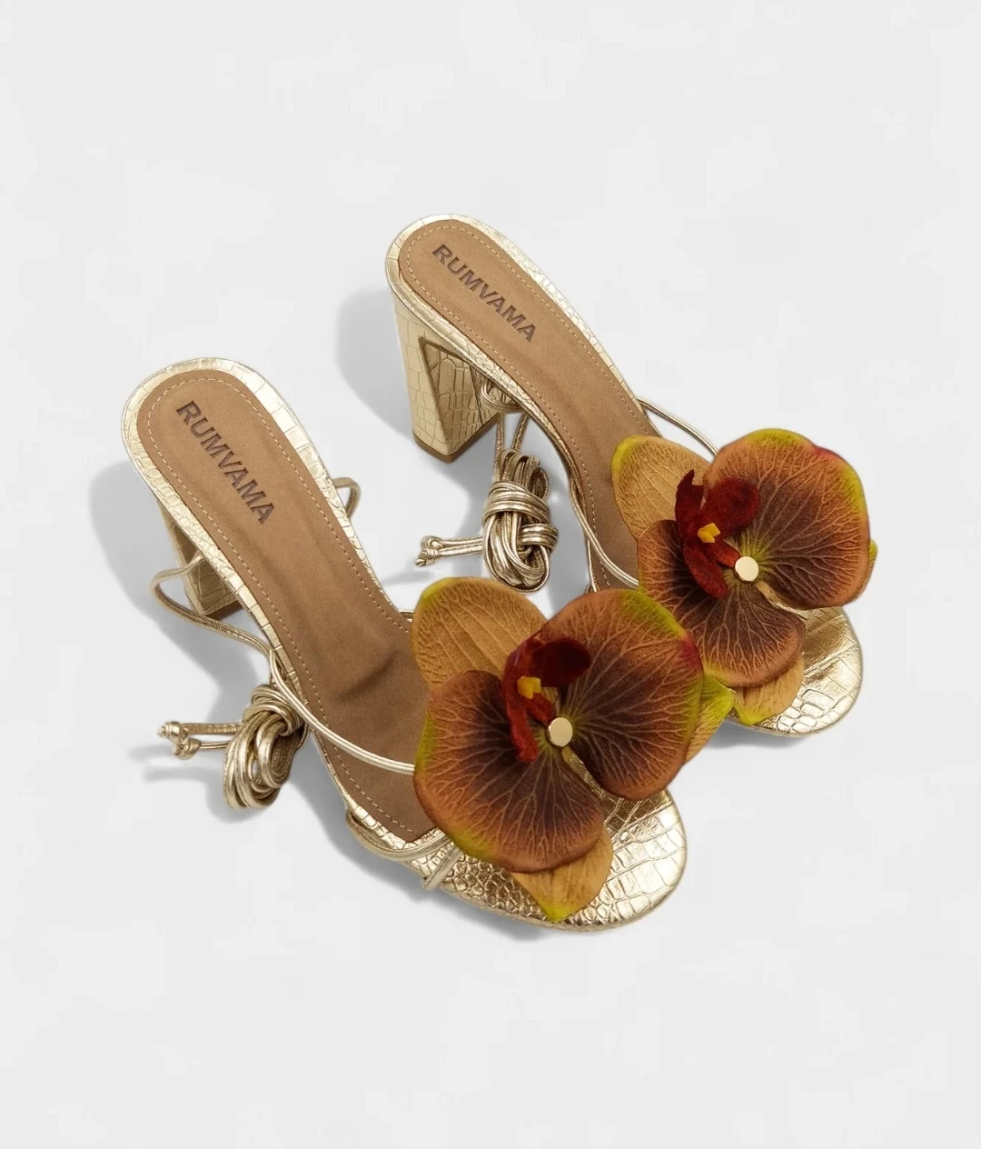 RUMVAMA Caramel Orchid Gold Heels (Size 7) - NEW!!! - photo 2