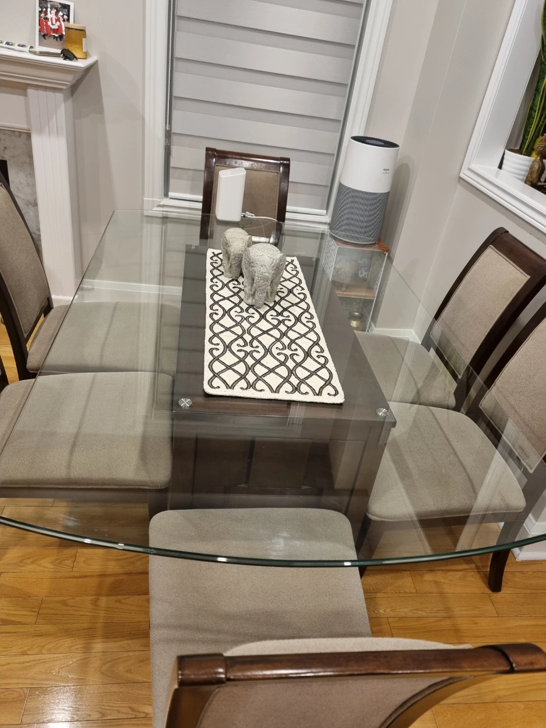 Glass Top Dining Table with 6 Chairs