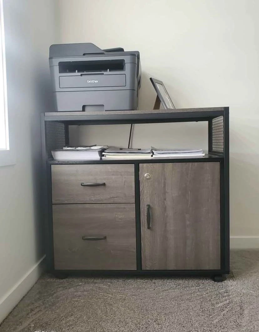 L-Shaped Desk with File Cabinet - photo 4