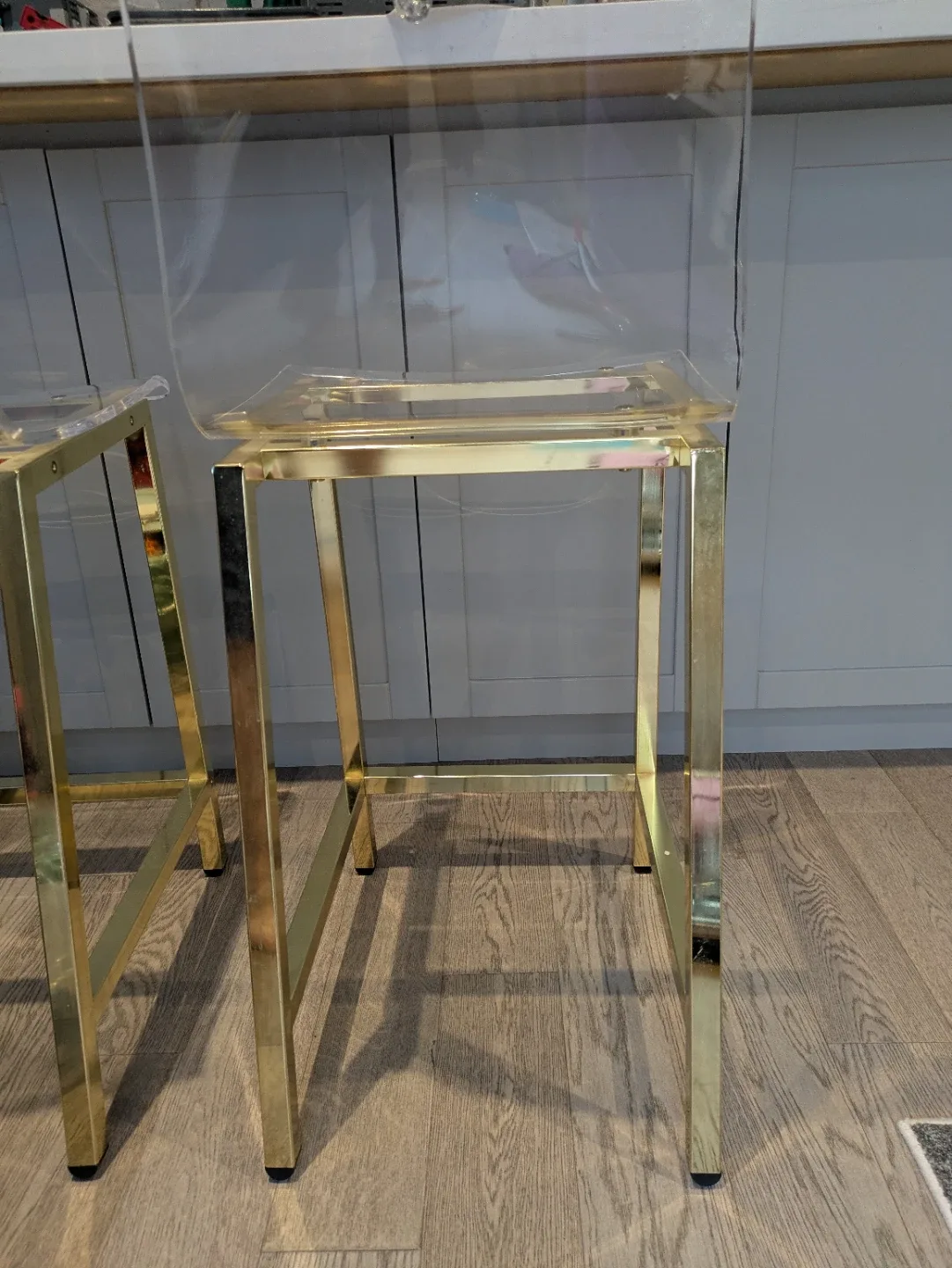 Acrylic & Gold Bar Stools - Set of 2